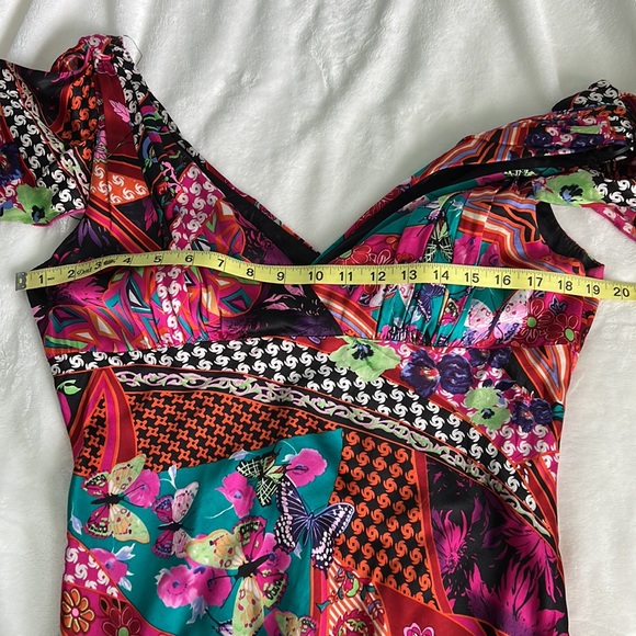 Ginger & Java 100% silk floral stunning colorful dress size large - Picture 10 of 12